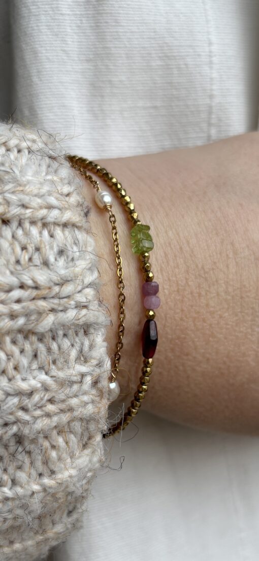 Armband Hematiet, Granaat, peridot en Ruby zilver of goud - Afbeelding 3