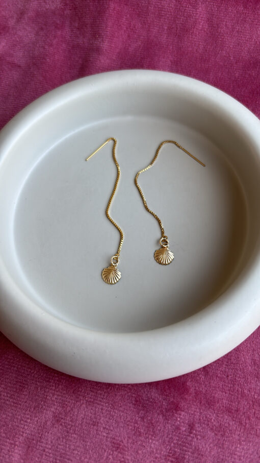 Threaders/doortrekoorbellen van 14k goldfilled met schelpje - Afbeelding 2